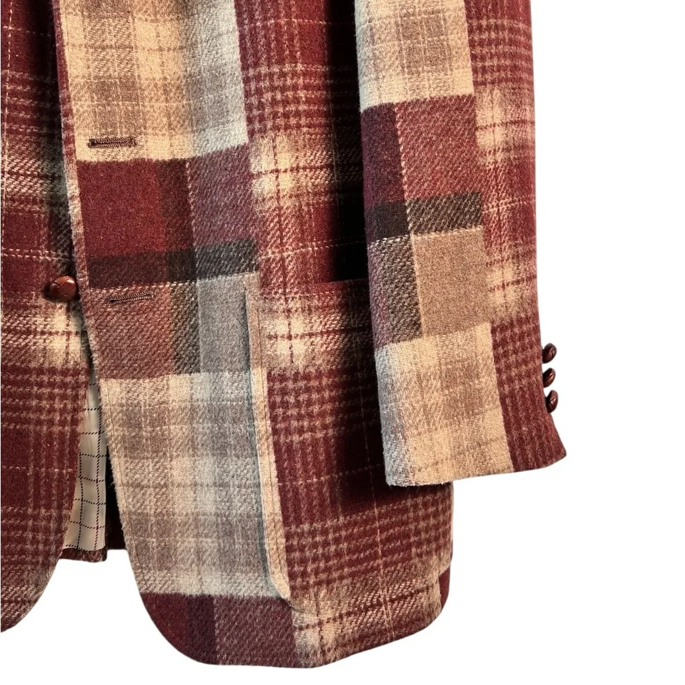 Vintage Tommy Hilfiger Patchwork Plaid‎ Blazer ACTWU Union USA Crest Logo Rare